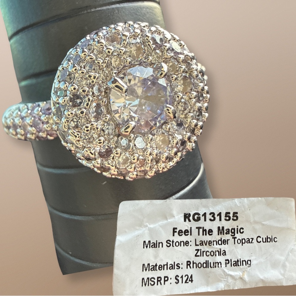 Bomb Party OG Feel The Magic Lavender Topaz on Rhodium Sz 9